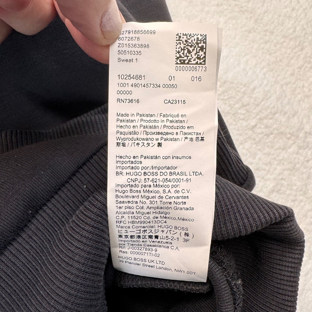 BOSS Men Sweatshirt Quarter Zip Pullover Charcoal Green Logo Athleisure Size L - Picture 4 of 8